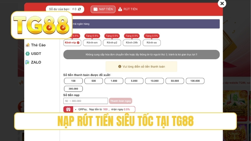 TG88 – Link TG88.COM Chính Thức, Đăng Ký Tặng 188K T6/2026 23 Nạp rút tiền siêu tốc tại TG88
