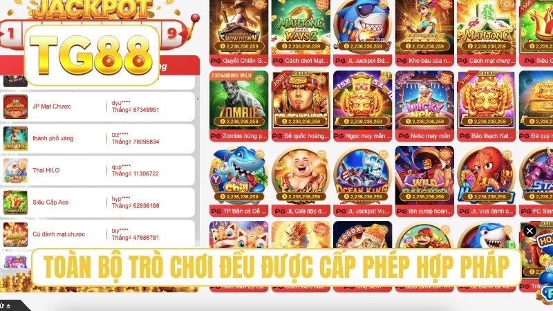 TG88 – Link TG88.COM Chính Thức, Đăng Ký Tặng 188K T6/2026 17 Toàn bộ trò chơi đều được cấp phép hợp pháp